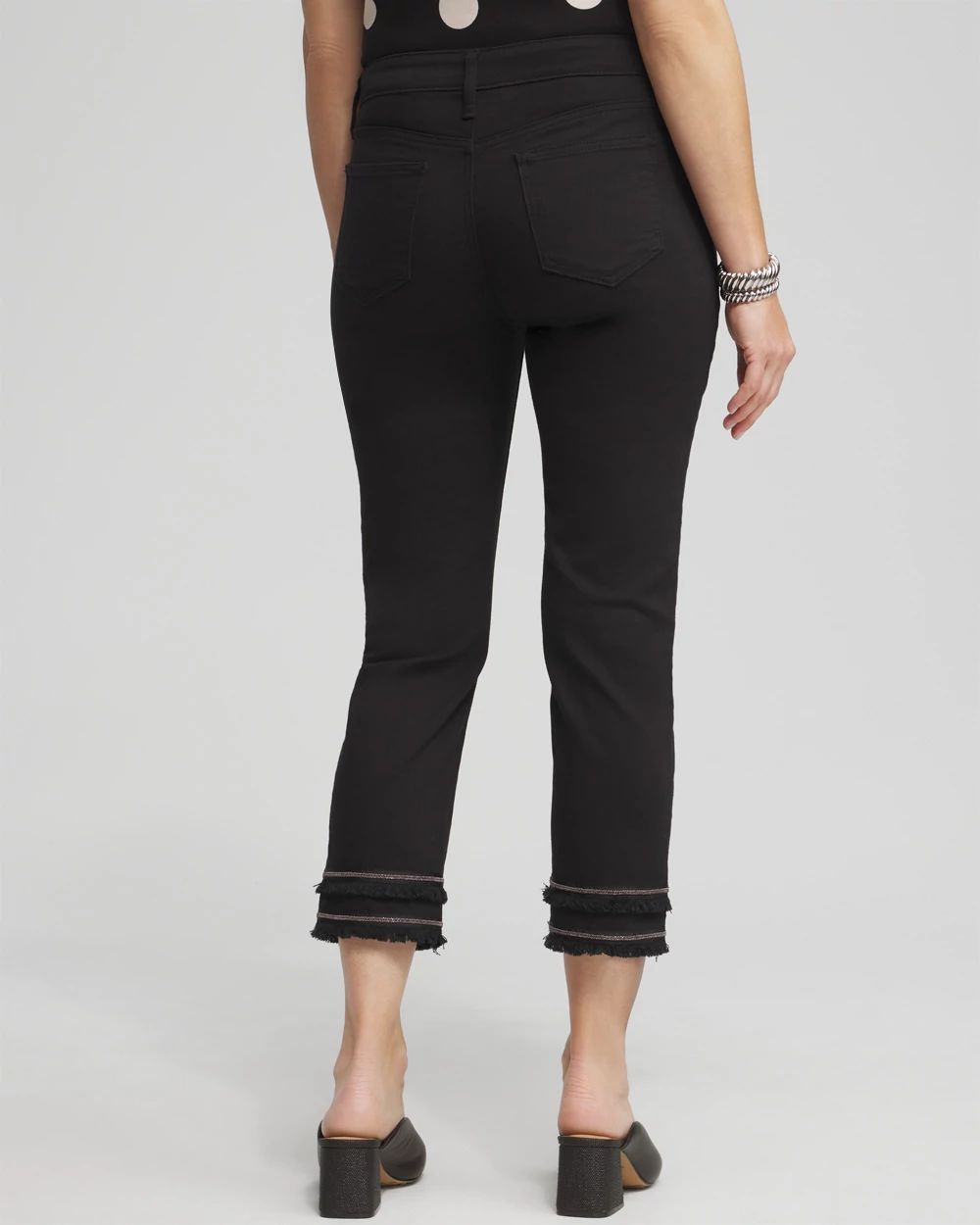 【Gimmetheyoung】G_SIDE FRILL HALF_PANTS Girlfriend Embellished Hem Cropped Jeans | Chico's
